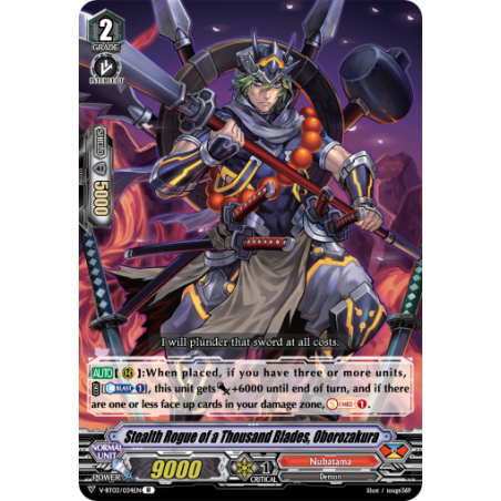Vanguard_TCG_card_V-BT03_034EN_R_Stealth_Rogue_of_a_Thousand_Blades_Oborozakura_Miyaji_Academy_CF_Club