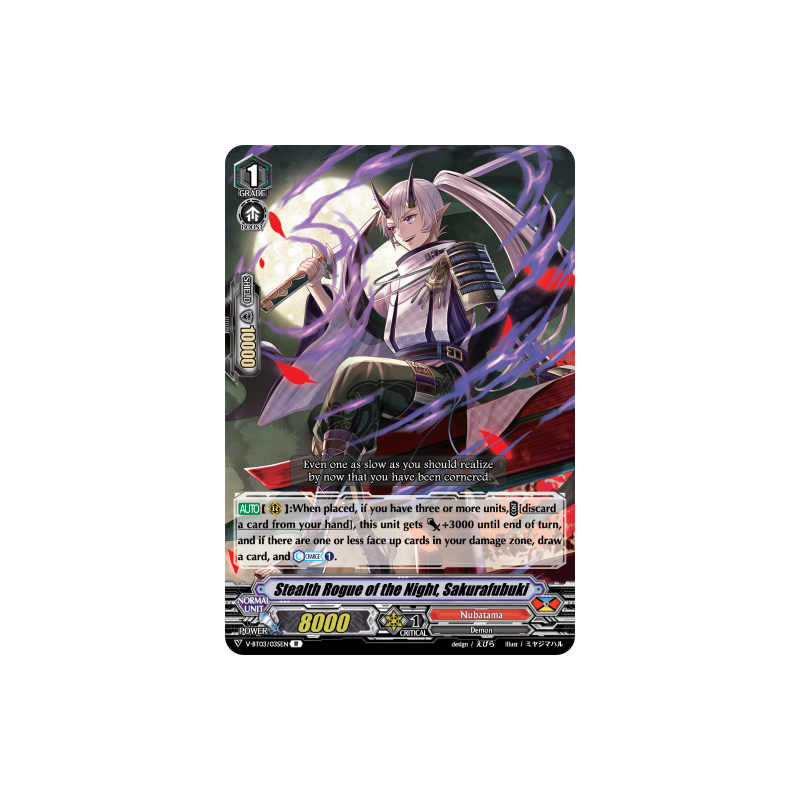 Vanguard_TCG_card_V-BT03_035EN_R_Stealth_Rogue_of_the_Night_Sakurafubuki_Miyaji_Academy_CF_Club
