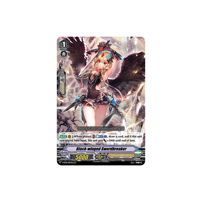 Vanguard_TCG_card_V-BT04_007EN_RRR_Black-winged_Swordbreaker_Vilest_Deletor
