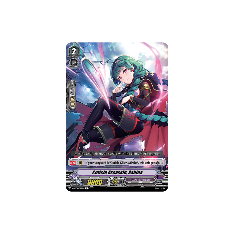 Vanguard_TCG_card_V-BT04_072EN_C_Cuticle_Assassin_Sabina_Vilest_Deletor