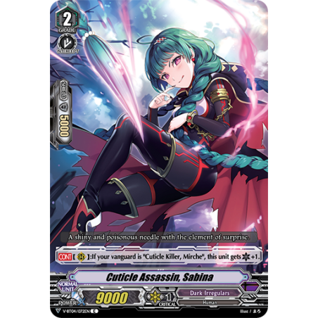 Vanguard_TCG_card_V-BT04_072EN_C_Cuticle_Assassin_Sabina_Vilest_Deletor