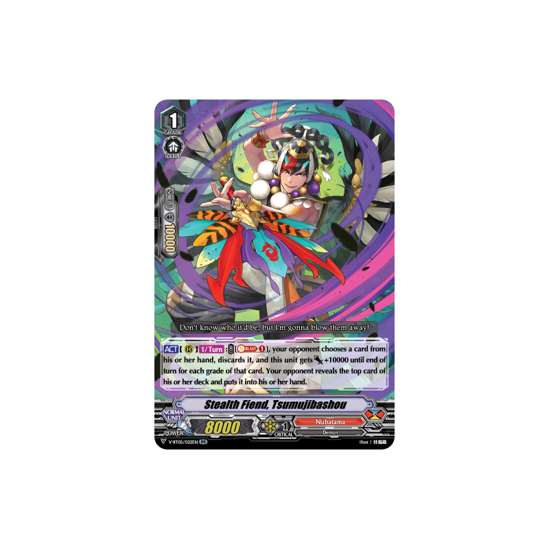 Vanguard_TCG_card_V-BT05_022EN_RR_Stealth_Fiend_Tsumujibashou_Aerial_Steed_Liberation