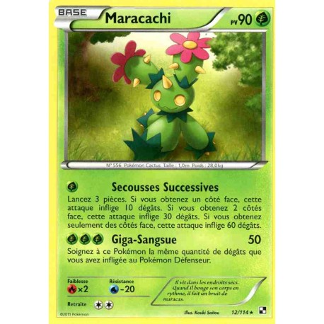 Pokémon 12/114 Maracachi Rare Noir & Blanc Noir & Blanc