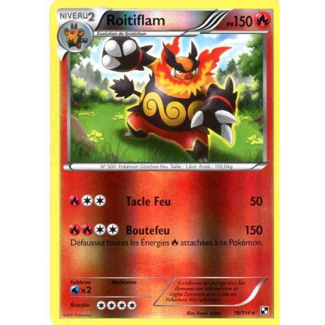 Pokémon 19/114 Roitiflam Holographique rare Noir & Blanc Noir & Blanc