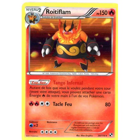Pokémon 20/114 Roitiflam Holographique rare Noir & Blanc Noir & Blanc