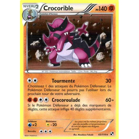 Pokémon 65/114 Crocorible Holographique rare Noir & Blanc Noir & Blanc