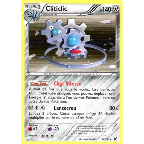 Pokémon 76/114 Cliticlic Holographique rare Noir & Blanc Noir & Blanc