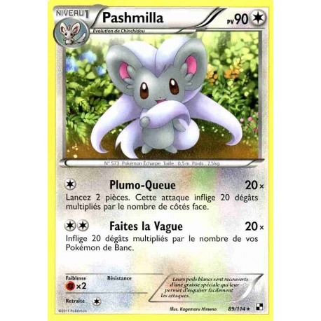 Pokémon 89/114 Pashmilla Rare Noir & Blanc Noir & Blanc