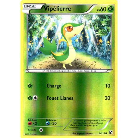 Pokémon 1/114 Vipélierre REVERSE Noir & Blanc Noir & Blanc
