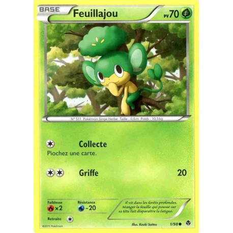 Pokémon 1/98 Feuillajou Commune Noir & Blanc Pouvoirs Emergents