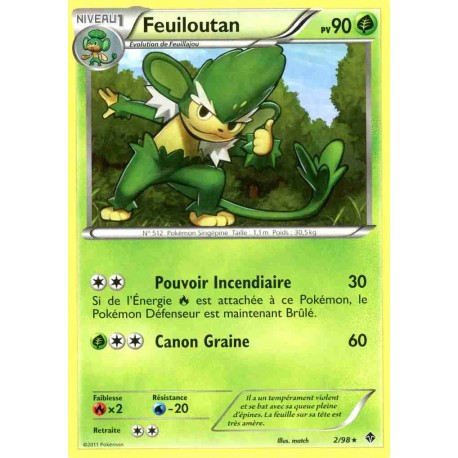 Pokémon 2/98 Feuiloutan Rare Noir & Blanc Pouvoirs Emergents