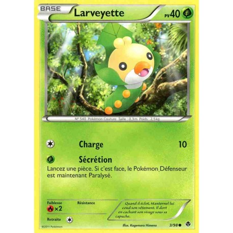 Pokémon 3/98 Larveyette Commune Noir & Blanc Pouvoirs Emergents