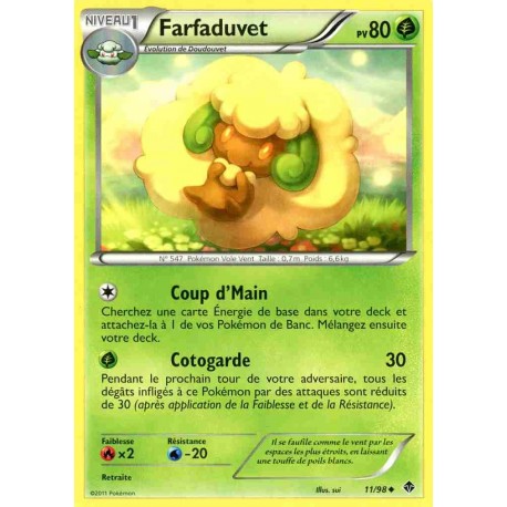 Pokémon 11/98 Farfaduvet Peu commune Noir & Blanc Pouvoirs Emergents