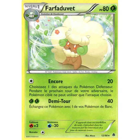 Pokémon 12/98 Farfaduvet Rare Noir & Blanc Pouvoirs Emergents