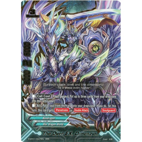 Buddyfight card D-BT01/0007EN The Over EX, Dimenzion  RRR  Monster 