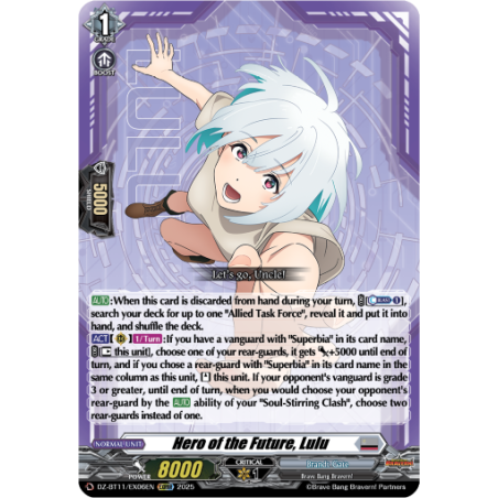 Vanguard_TCG_card_DZ-BT11_EX06EN_EX_Hero_of_the_Future_Lulu_Symphony_of_Might_Bloom