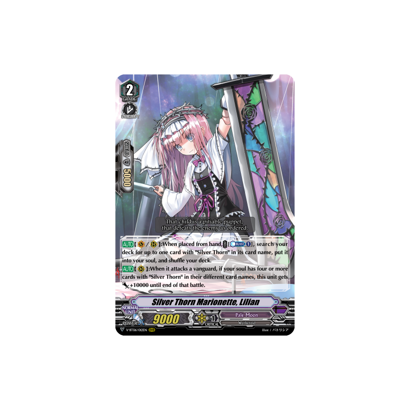 Vanguard_TCG_card_V-BT06_012EN_RRR_Silver_Thorn_Marionette_Lilian_Phantasmal_Steed_Restoration