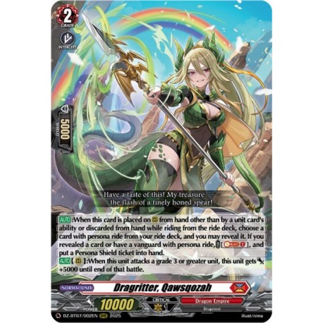 Cardfight Vanguard card DZ-BT07/002EN RRR Dragritter, Qawsqozah Moon Fangs & Cerulean Blaze