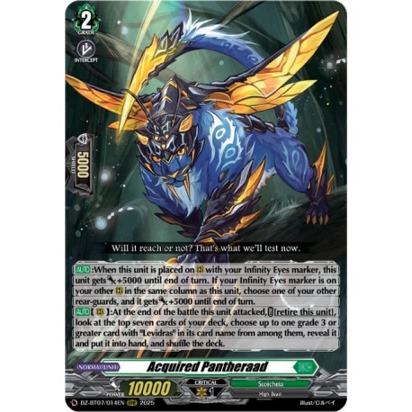 Cardfight Vanguard card DZ-BT07/014EN RRR Acquired Pantheraad Moon Fangs & Cerulean Blaze
