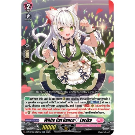 Cardfight Vanguard card DZ-BT07/052EN RR White Cat Dance? Lacika Moon Fangs & Cerulean Blaze