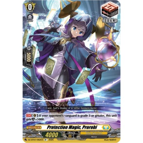 Cardfight Vanguard card DZ-BT07/062EN R+ Protection Magic, Prorobi Moon Fangs & Cerulean Blaze