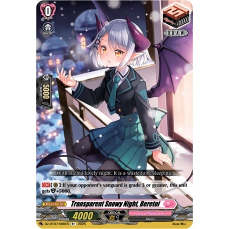 Cardfight Vanguard card DZ-BT07/066EN R+ Transparent Snowy Night, Beretoi Moon Fangs & Cerulean Blaze
