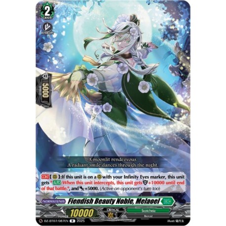 Cardfight Vanguard card DZ-BT07/087EN R Fiendish Beauty Noble, Melaoel Moon Fangs & Cerulean Blaze