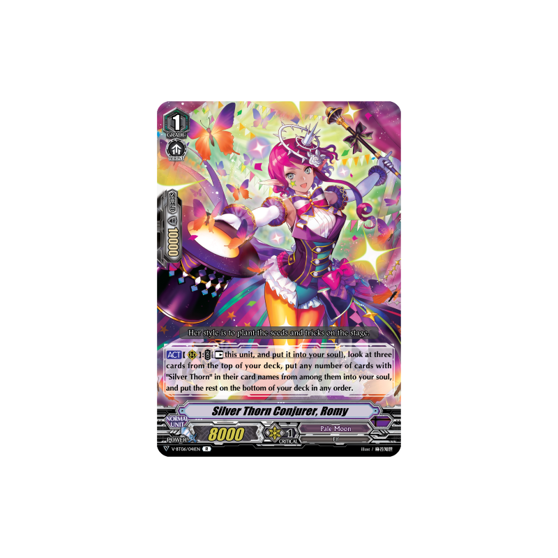 Vanguard_TCG_card_V-BT06_041EN_R_Silver_Thorn_Conjurer_Romy_Phantasmal_Steed_Restoration