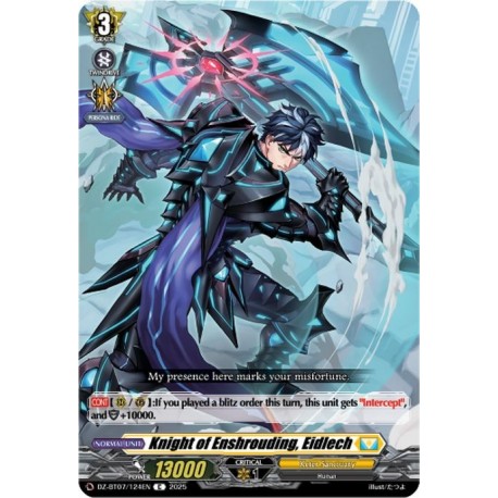 Cardfight Vanguard card DZ-BT07/124EN C Knight of Enshrouding, Eidlech Moon Fangs & Cerulean Blaze