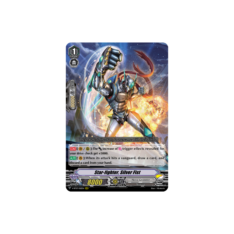Vanguard_TCG_card_V-BT07_012EN_RRR_Star-fighter_Silver_Fist_Infinideity_Cradle
