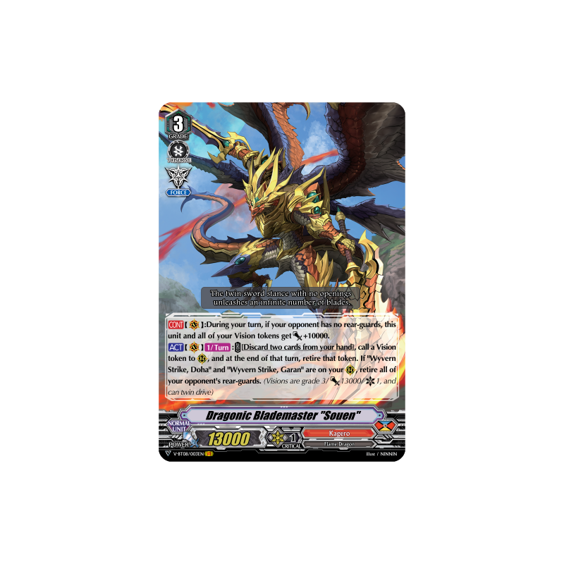 Vanguard_TCG_card_V-BT08_003EN_VR_Dragonic_Blademaster_Souen_Silverdust_Blaze