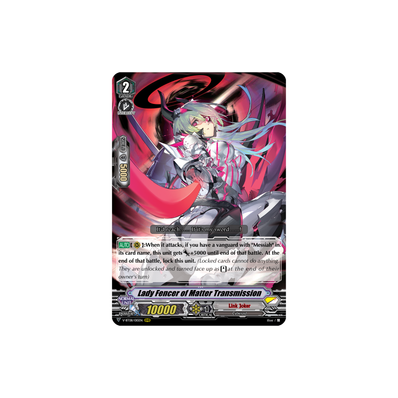 Vanguard_TCG_card_V-BT08_015EN_RRR_Lady_Fencer_of_Matter_Transmission_Silverdust_Blaze