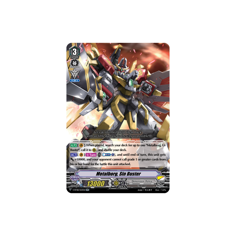 Vanguard_TCG_card_V-BT08_023EN_RR_Metalborg_Sin_Buster_Silverdust_Blaze