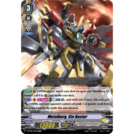 Vanguard_TCG_card_V-BT08_023EN_RR_Metalborg_Sin_Buster_Silverdust_Blaze