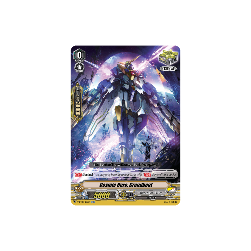 Vanguard_TCG_card_V-BT08_025EN_RR_Cosmic_Hero_Grandbeat_Silverdust_Blaze