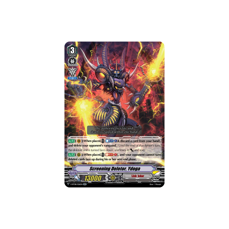 Vanguard_TCG_card_V-BT08_026EN_RR_Screening_Deletor_Ydoga_Silverdust_Blaze