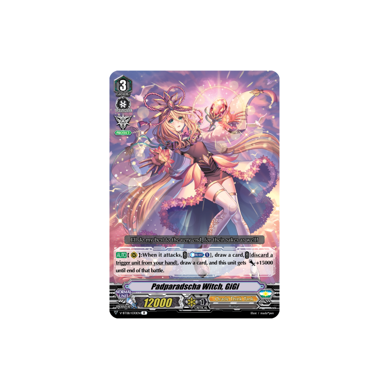 Vanguard_TCG_card_V-BT08_030EN_R_Padparadscha_Witch_GiGi_Silverdust_Blaze