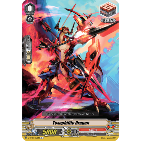 Vanguard_TCG_card_V-BT08_066EN_C_Toxophilite_Dragon_Silverdust_Blaze