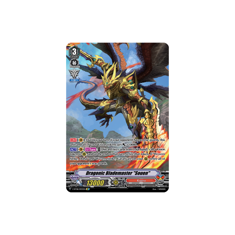 Vanguard_TCG_card_V-BT08_SP03EN_SP_Dragonic_Blademaster_Souen_Silverdust_Blaze