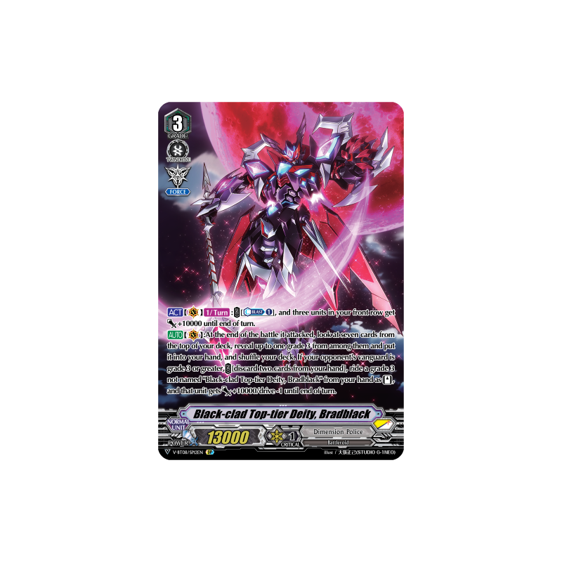 Vanguard_TCG_card_V-BT08_SP12EN_SP_Black-clad_Top-tier_Deity_Bradblack_Silverdust_Blaze