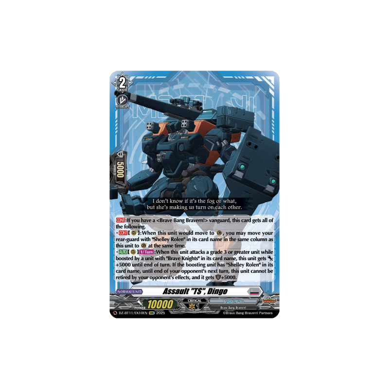 Vanguard_TCG_card_DZ-BT11_EX10EN_EX_Assault_TS_Dingo_Symphony_of_Might_Bloom