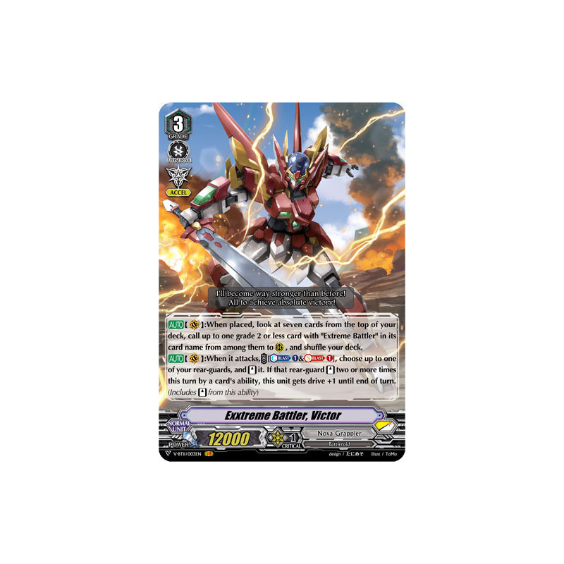 Vanguard_TCG_card_V-BT11_003EN_VR_Exxtreme_Battler_Victor_Storm_of_the_Blue_Cavalry