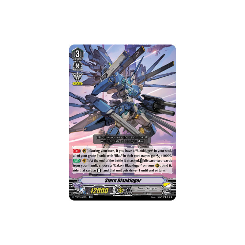 Vanguard_TCG_card_V-BT11_020EN_RR_Stern_Blaukluger_Storm_of_the_Blue_Cavalry