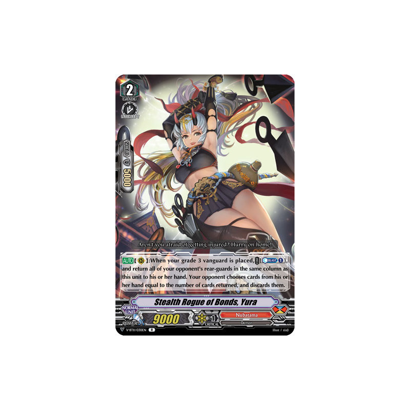 Vanguard_TCG_card_V-BT11_030EN_R_Stealth_Rogue_of_Bonds_Yura_Storm_of_the_Blue_Cavalry