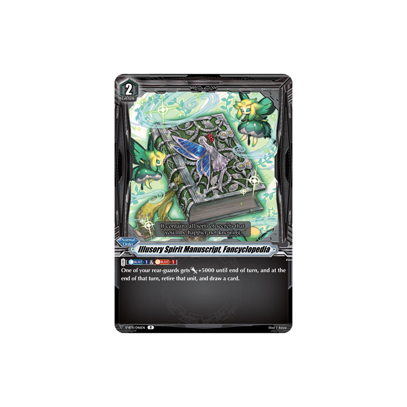 Vanguard_TCG_card_V-BT11_046EN_R_Illusory_Spirit_Manuscript_Fancyclopedia_Storm_of_the_Blue_Cavalry
