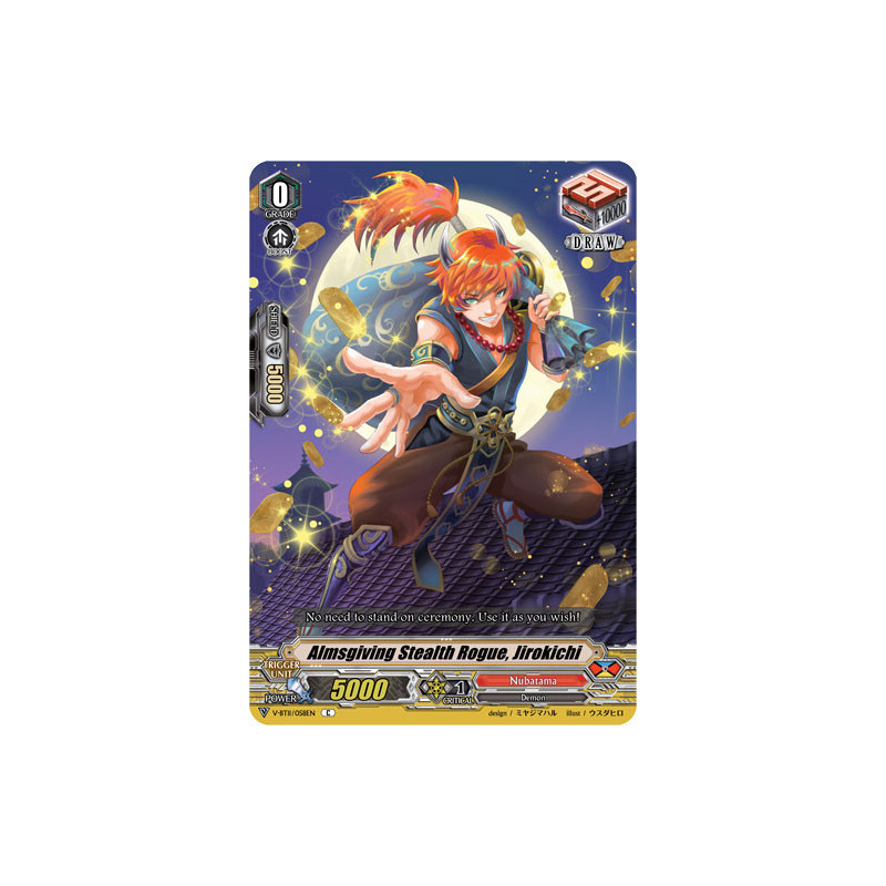 Vanguard_TCG_card_V-BT11_058EN_C_Almsgiving_Stealth_Rogue_Jirokichi_Storm_of_the_Blue_Cavalry