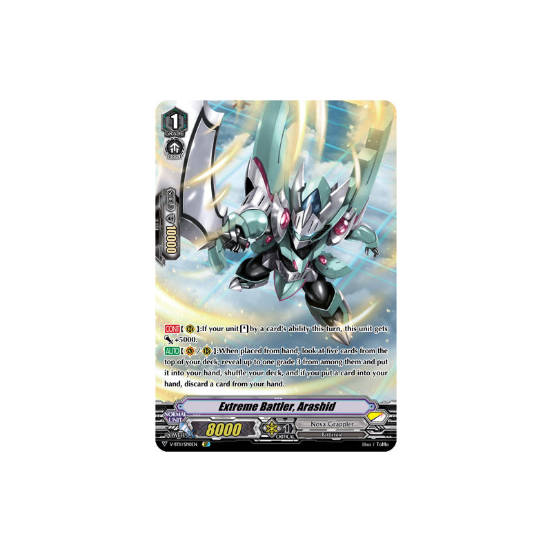 Vanguard_TCG_card_V-BT11_SP10EN_SP_Extreme_Battler_Arashid_Storm_of_the_Blue_Cavalry