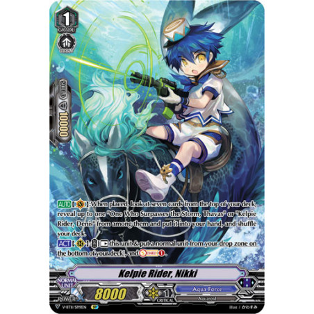 Vanguard_TCG_card_V-BT11_SP19EN_SP_Kelpie_Rider_Nikki_Storm_of_the_Blue_Cavalry