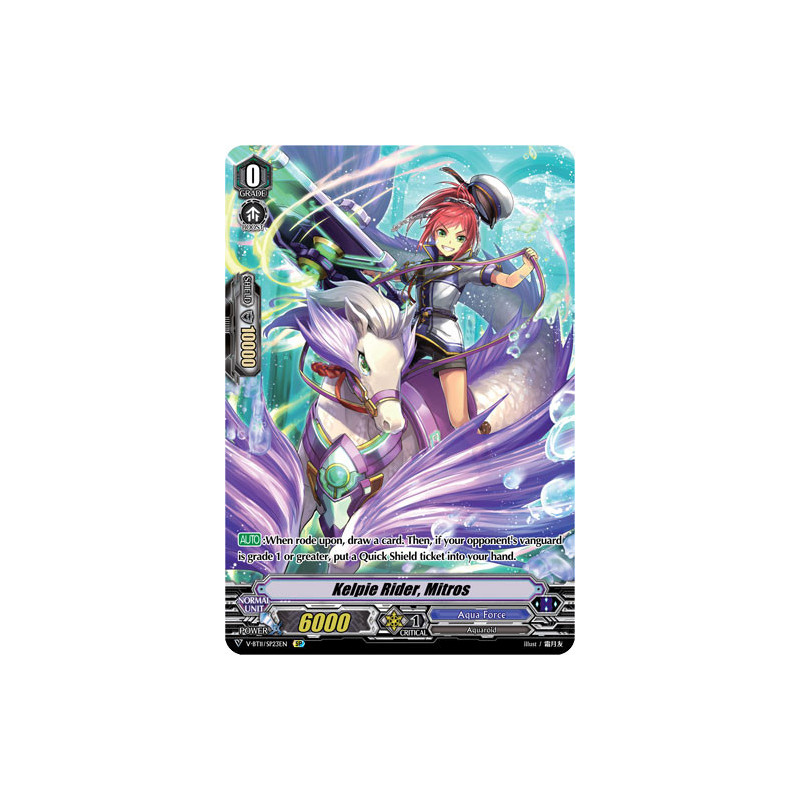 Vanguard_TCG_card_V-BT11_SP23EN_SP_Kelpie_Rider_Mitros_Storm_of_the_Blue_Cavalry