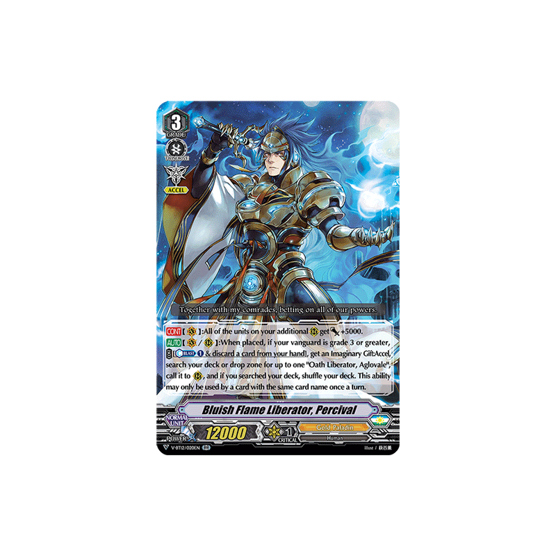 Vanguard_TCG_card_V-BT12_020EN_RR_Bluish_Flame_Liberator_Percival_Divine_Lightning_Radiance